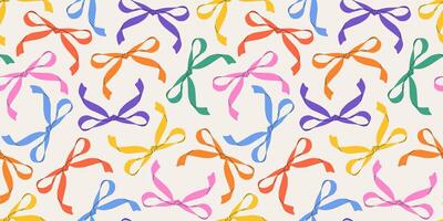 Various colorful contemporary bows. Hand-drawn, groovy illustrations. Simple and childlike with a bow pattern. A playful and whimsical design for trendy hair accessories. vector