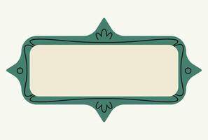 Hand-drawn colorful elegant green frame. Openwork rectangular retro frame. Modern mirror design. Art gallery objects. Minimalistic modern style. Vintage frames decorated with lines and dots. vector
