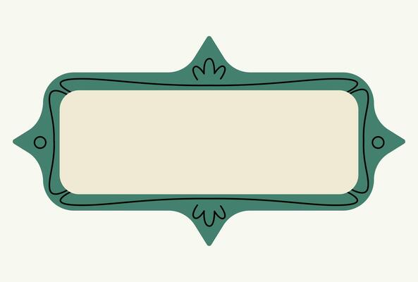 Hand-drawn colorful elegant green frame. Openwork rectangular retro frame. Modern mirror design. Art gallery objects. Minimalistic modern style. Vintage frames decorated with lines and dots.