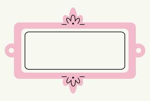 Hand-drawn soft pink frame. Elegant rectangular retro frame. Art gallery objects. Modern minimalist style. Vintage frames decorated with lines and dots. vector