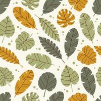 Floral tropical seamless pattern. Exotic plants in green and yellow colors. Background with monstera and banana leafs. Jungle illustration for design, print, fabric or background. Summer Time. Hawaii vector