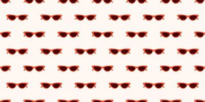 Minimalist background of stylish red sunglasses on white. Colorful seamless summer pattern. Elements for tropical holiday vacation. Summer concert. Pattern for textile, print templates, and web. vector