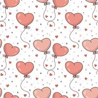 Seamless heart-shaped balloon pattern. Fabric texture for Valentine's day, background with letters and hearts. Romantic background for Valentine's day. vector