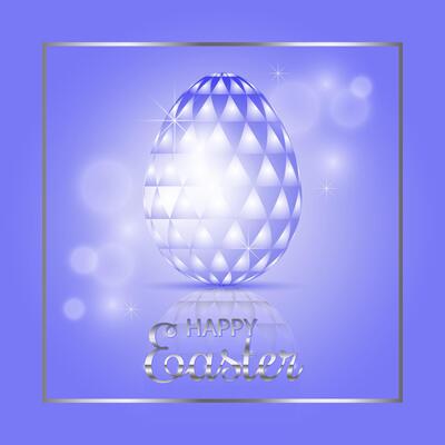 Crystal Easter egg on a blue background