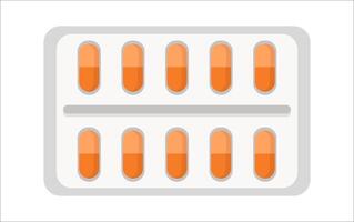 A white and orange pill container with 12 pills inside vector