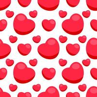 Red heart on white background seamless pattern. Valentine's Day illustration. vector
