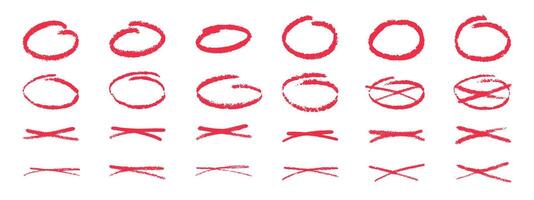 A set of red strokes and doodles with marker pen, pencil, chalk . Hand drawn doodles, swirls and curves. illustration of various strokes and lines drawn with charcoal. vector