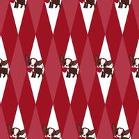 Seamless pattern of rhombus and cute chihuahuas on a red background vector