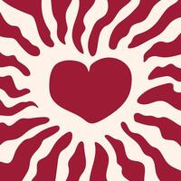 Valentine's Day greeting background. Doodle heart on retro background. vector