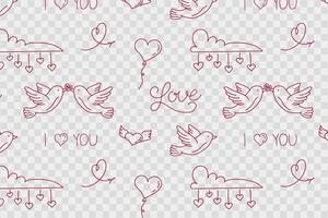 Pattern Valentine's day hand drawn flat style red elements. vector