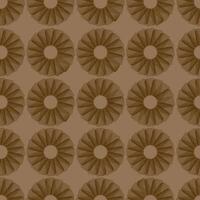 Seamless pattern of circular floral shapes with layered petal-like design in a monochromatic brown palette. Abstract illustration for wallpaper, textile, and print design vector