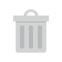 Trash can isolated on white background. Metal cartoon container with lid and handle for garbage. Steel classic gray trash bin. Rubbish bin, waste basket. Flat style. Color illustration vector