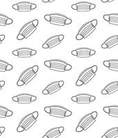 Seamless pattern of flat outline face mask vector