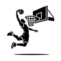 Silhouette of a Basketball Player Going in for a Dunk vector
