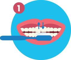 First Step of How to Brush Your Teeth Step by Step Instruction Flat Illustration vector