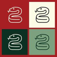 Chinese New Year Wooden Snake Outline Logo Design, Blending Symbolism of the Snake with Clean Lines and a Minimalist Style for Elegant Festive Designs. vector