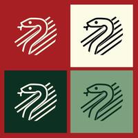 Contemporary Wooden Snake Outline Logo for Chinese New Year, Representing the Snake Zodiac with Elegant Lines and Simple Style, Perfect for Holiday Branding. vector
