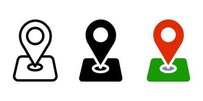 Map pin color icon. Direction pointer sign. Location symbol. Road navigation marker illustration. Travel, trip and journey pictogram. vector