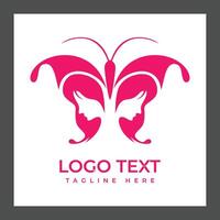 A stylized logo featuring a butterfly design, where the wings are formed by two human profiles facing each other vector