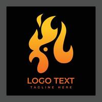 A stylized logo featuring abstract flame shapes in gradient shades of orange and yellow on a black background vector