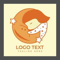 A stylized logo featuring a person with orange hair resting their head on a circular shape resembling a planet vector