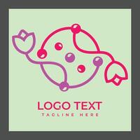 A logo design featuring a circular arrangement of colorful lines in pink and purple, with two flower-like shapes at the ends vector