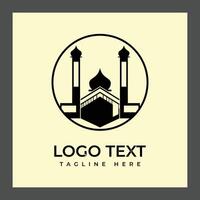 A circular logo featuring a stylized mosque with two minarets on either side and a dome in the center vector