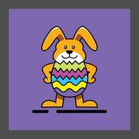 A cartoon-style rabbit with orange fur, large ears, and a cheerful expression vector