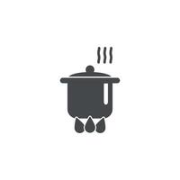 flat design illustration cooking using a pot over a fire. vector