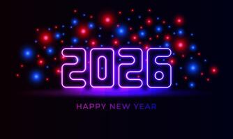 Happy new year 2020 with neon lights on a dark background vector