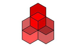 3D Modular Hexagonal Cube with Red Gradient Layers vector