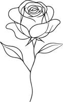 Continuous one simple single abstract line drawing of a rose flower icon vector
