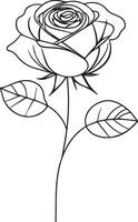 One simple single abstract line drawing of a rose flower icon. vector
