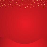 Red background with gold confetti and red ribbon vector
