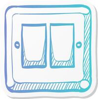 electrical switch icon in sticker color style on off button light lamp vector