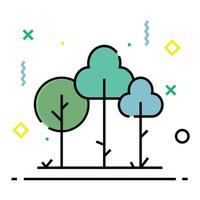 Forest color icon. Trees line icon. Reforestation concept vector