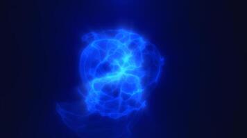 Abstract blue fluid-like shape with a glowing effect on a dark background video