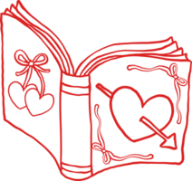 Retro Valentine Bookish Open Book Hand Drawn Outline png