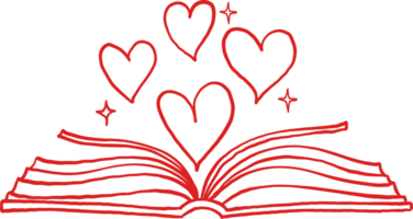 Retro Valentine Open Book with Hearts Outline png