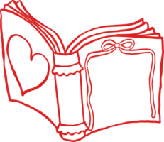 Retro Valentine Bookish Open Book Outline png