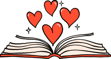 Retro Valentine Open Book with Hearts png