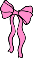 Retro Pink Bow wavy Hand Drawn png