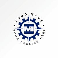 Logo design graphic concept creative premium stock image graphic letter M1 font gear focus target precision operation to mechanic manufacturing vector