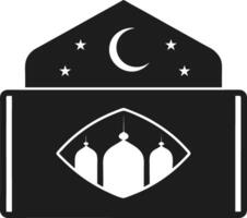 Eid Money Envelope Silhouette with Mosque and Crescent Moon Design vector