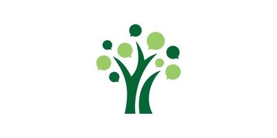 logo design tree chat,talk,message,nature,symbol,icon,idea,creative. vector