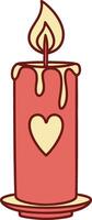 A candle with a heart-shaped flame, simple and romantic valentine day vector