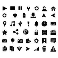 a set of black and white UI icons on a white background vector