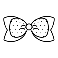 Transparent background outline of a single layer of tied bows with a dotted pattern inside. png