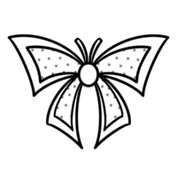 Transparent background outline of two bows tied together in a butterfly shape. The inner layer has small dots. png