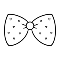 Transparent background outline image of a bow with no tail and a heart pattern inside. png